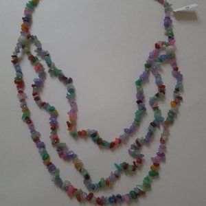 Authentic Jade of Yesteryear Genuine 32" Jade Chip Multicolor Necklace-NWT